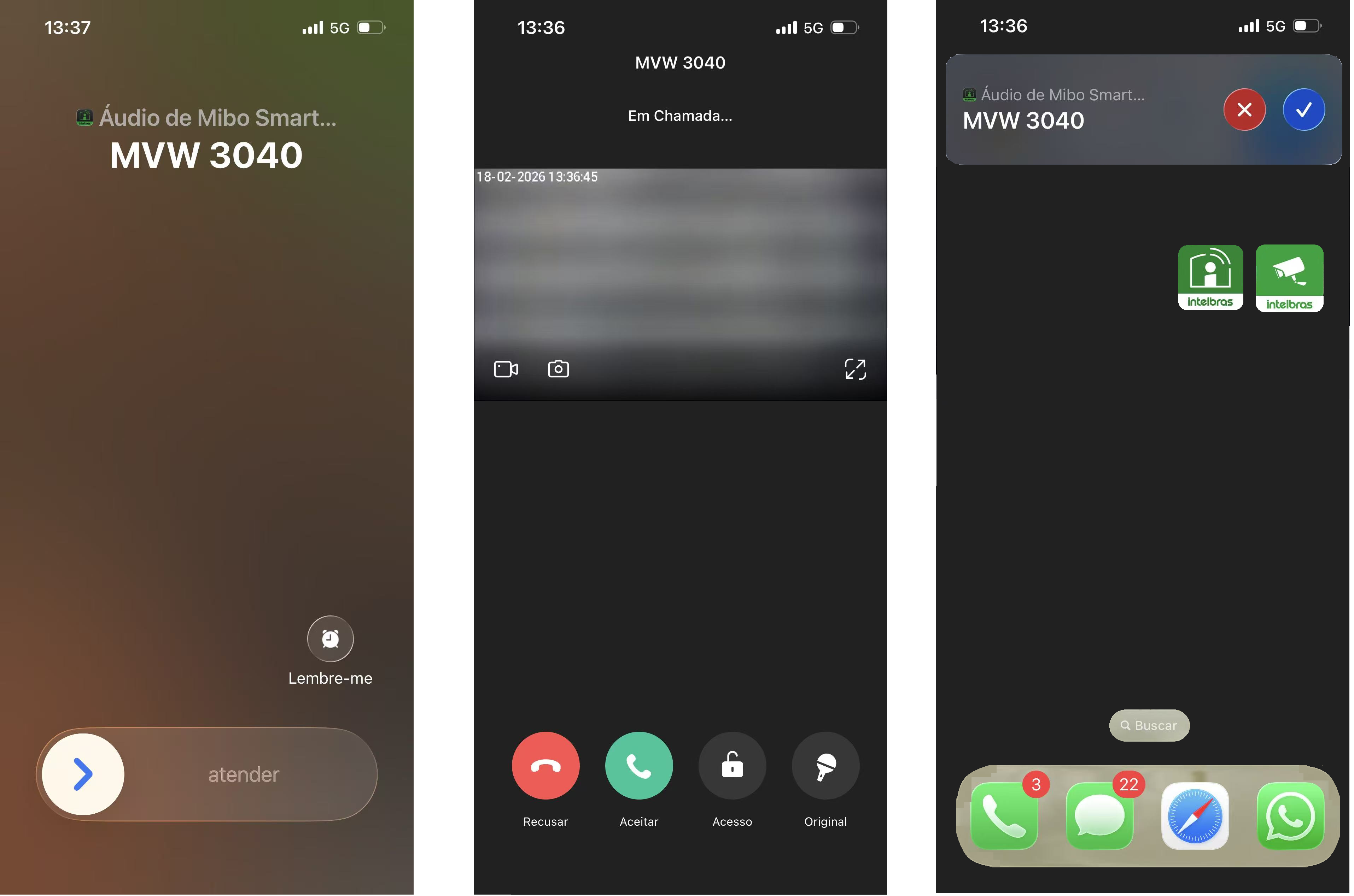 Exemplos de Telas de Chamada